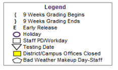 District School Academic Calendar Legend for Hallsville Intermediate School