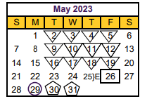 District School Academic Calendar for Hallsville J H for May 2023