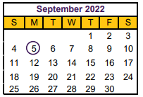 District School Academic Calendar for Hallsville J H for September 2022