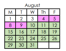 District School Academic Calendar for Washington School for August 2022