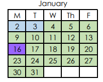 District School Academic Calendar for Chattanooga State Mid College High School for January 2023