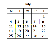 District School Academic Calendar for East Side Elementary for July 2022