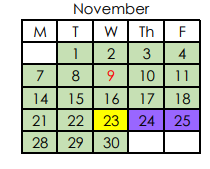 District School Academic Calendar for Tyner Middle Academy for November 2022