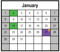 District School Academic Calendar for Alternative Center for January 2023