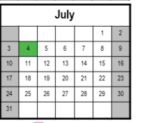 District School Academic Calendar for Norrisville Elementary for July 2022