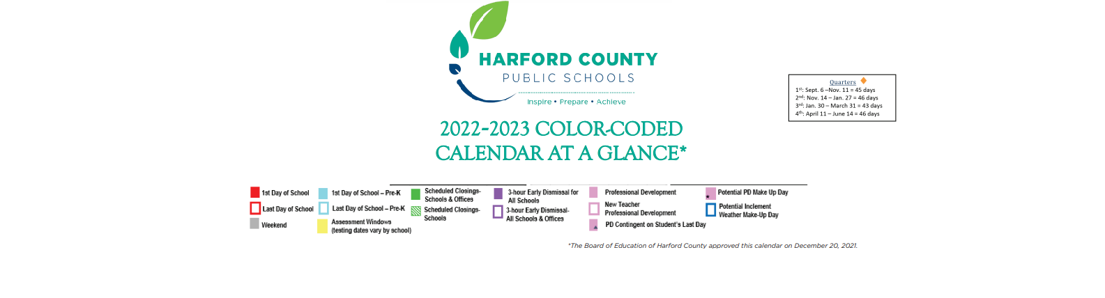 District School Academic Calendar Key for Harford Technical High