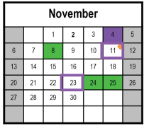 District School Academic Calendar for C. Milton Wright High for November 2022