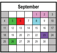 District School Academic Calendar for Alternative Center for September 2022