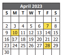 District School Academic Calendar for Harlandale Alternative Center Boot for April 2023