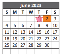 District School Academic Calendar for Jewel C Wietzel Center for June 2023