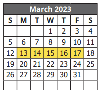 District School Academic Calendar for Frank M Tejeda Academy for March 2023
