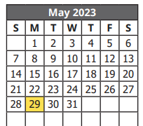 District School Academic Calendar for Jewel C Wietzel Center for May 2023