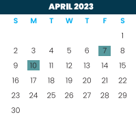 District School Academic Calendar for Early College High School for April 2023