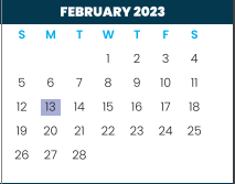 District School Academic Calendar for Edna Tamayo House for February 2023