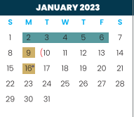 District School Academic Calendar for Early College High School for January 2023