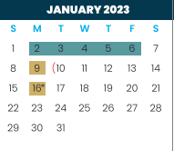 District School Academic Calendar for Cameron Co J J A E P for January 2023