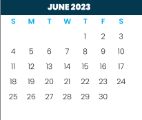 District School Academic Calendar for Ben Milam Elementary for June 2023