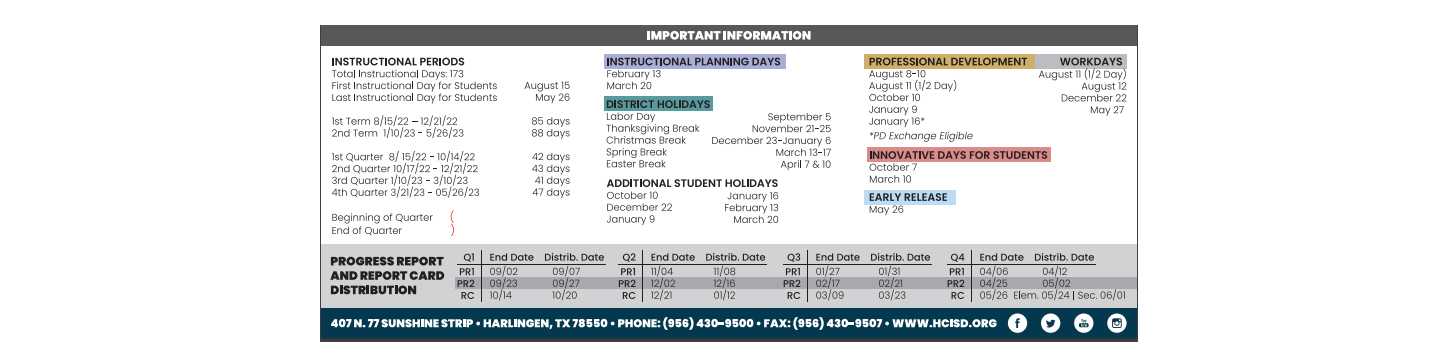 District School Academic Calendar Key for Cameron Co J J A E P