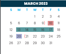 District School Academic Calendar for Moises Vela Middle School for March 2023