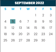 District School Academic Calendar for Edna Tamayo House for September 2022