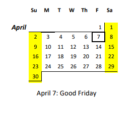 District School Academic Calendar for Halau Lokahi - A New Century Public Charter School for April 2023