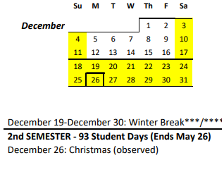 District School Academic Calendar for Salt Lake Elementary School for December 2022