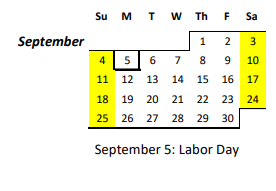 District School Academic Calendar for Aiea Intermediate School for September 2022