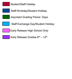 District School Academic Calendar Legend for Blanco Vista Elementary