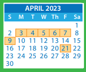 District School Academic Calendar for Lakeside Elementary for April 2023