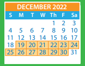 District School Academic Calendar for Arthur Ashe, JR. Elementary for December 2022