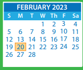 District School Academic Calendar for Moody Middle for February 2023