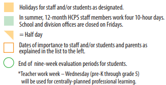 District School Academic Calendar Legend for Holladay Elementary