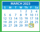 District School Academic Calendar for Varina High for March 2023