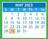 District School Academic Calendar for Moody Middle for May 2023