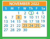 District School Academic Calendar for Ratcliffe Elementary for November 2022