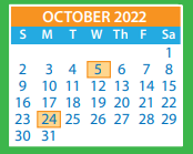 District School Academic Calendar for Moody Middle for October 2022