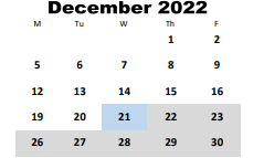 District School Academic Calendar for Cotton Indian Elementary School for December 2022