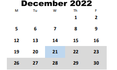 District School Academic Calendar for Elementary School #16 for December 2022