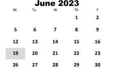 District School Academic Calendar for Headland Middle School for June 2023