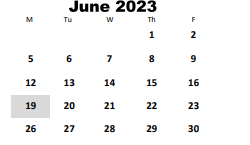 District School Academic Calendar for Wesley Lakes Elementary School for June 2023