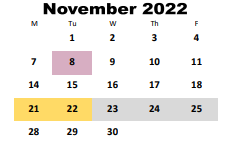 District School Academic Calendar for Elementary School #16 for November 2022
