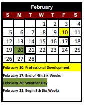 District School Academic Calendar for Special Programs Ctr for February 2023