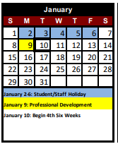 District School Academic Calendar for Bluebonnet El for January 2023