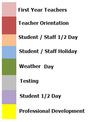 District School Academic Calendar Legend for Hereford J H