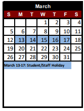 District School Academic Calendar for Tierra Blanca El for March 2023