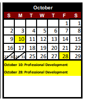 District School Academic Calendar for Special Programs Ctr for October 2022