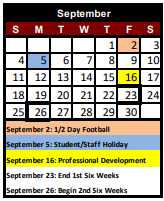 District School Academic Calendar for Special Programs Ctr for September 2022