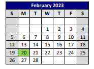District School Academic Calendar for P A S S Learning Ctr for February 2023