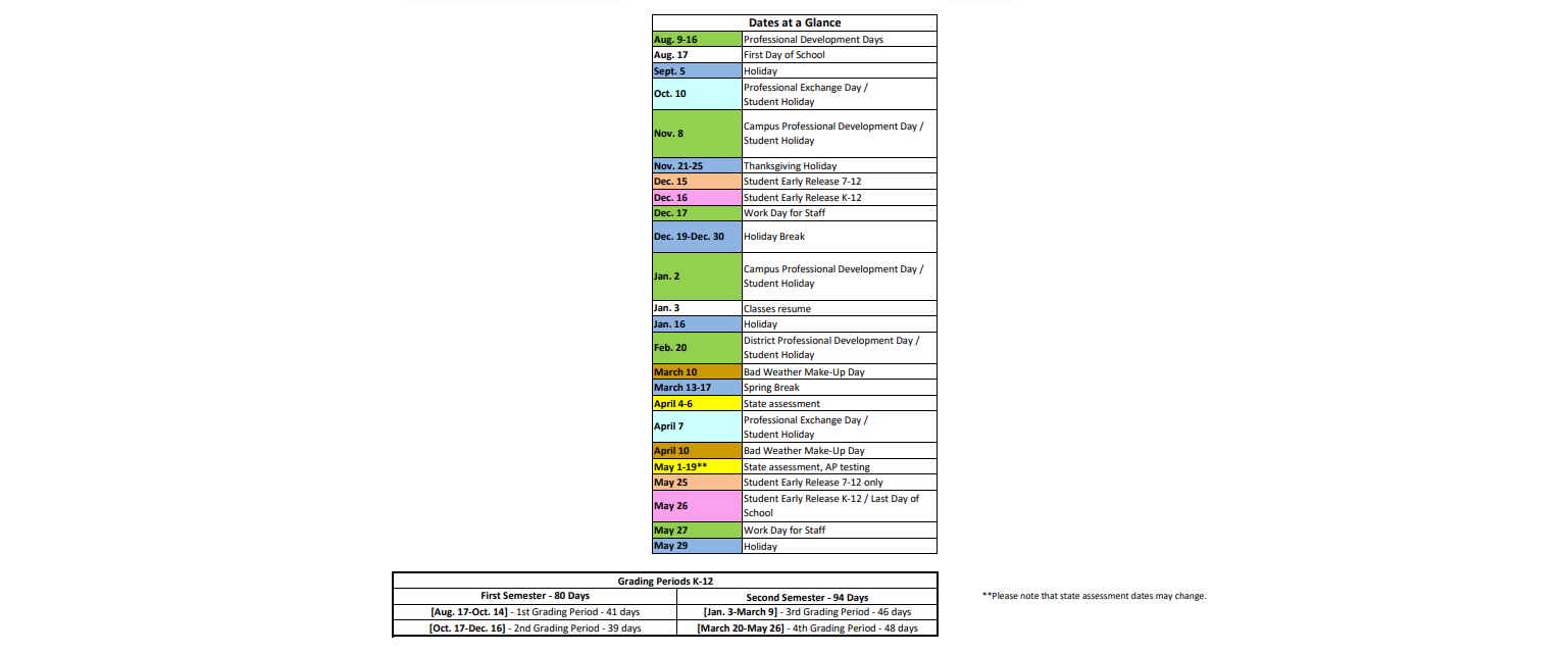 District School Academic Calendar Key for Armstrong Elementary