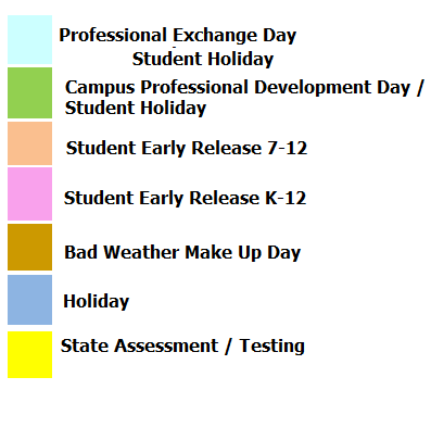 District School Academic Calendar Legend for Highland Park Alter Ed Ctr